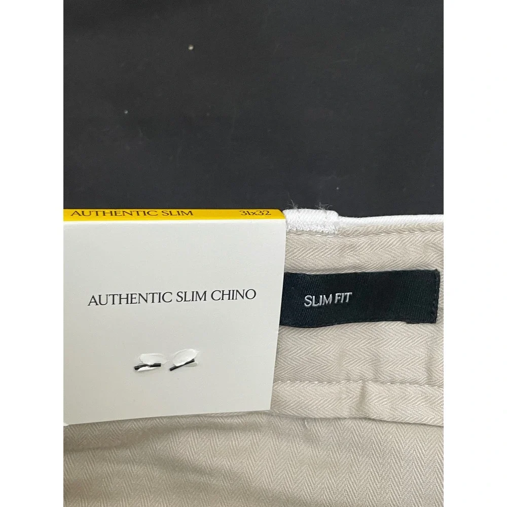 NEW Banana Republic Authentic Slim Chino Pants 31x32 Iced Vanilla White Stretch